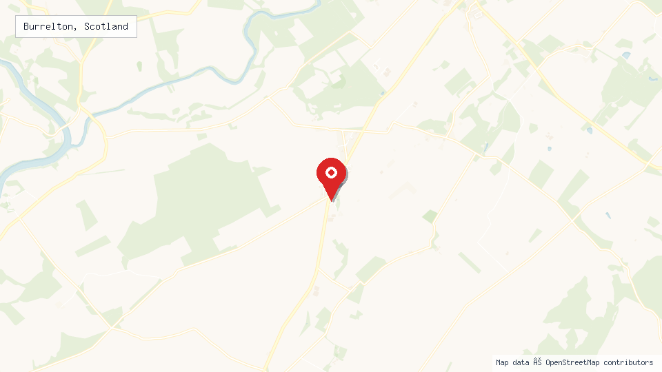 Street map of Burrelton, Scotland with location pin