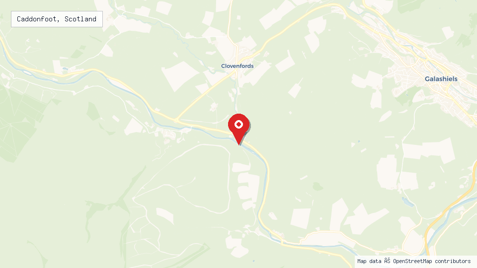Street map of Caddonfoot, Scotland with location pin