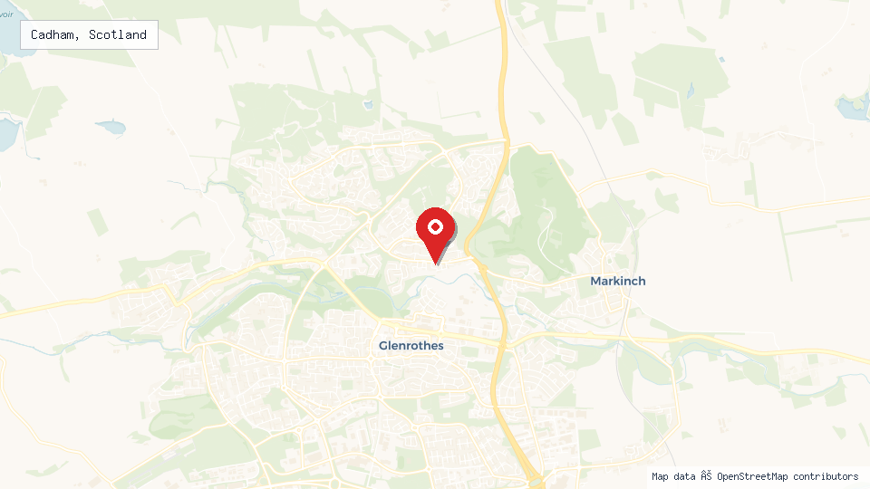 Street map of Cadham, Scotland with location pin