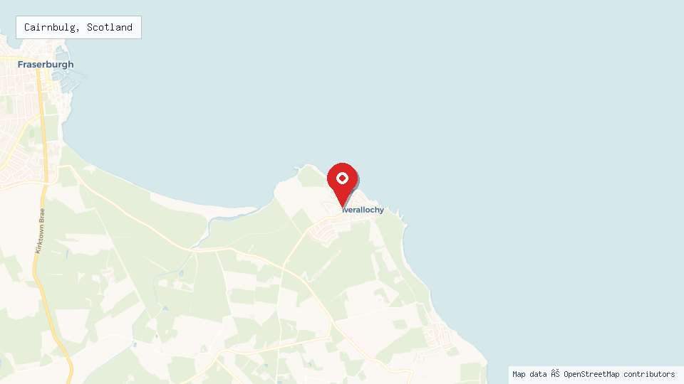 Street map of Cairnbulg, Scotland with location pin
