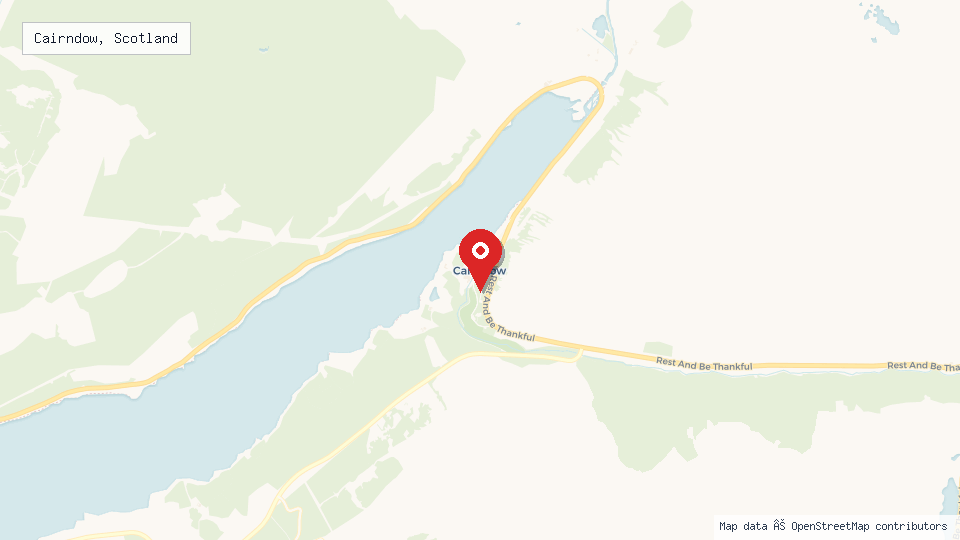 Street map of Cairndow, Scotland with location pin