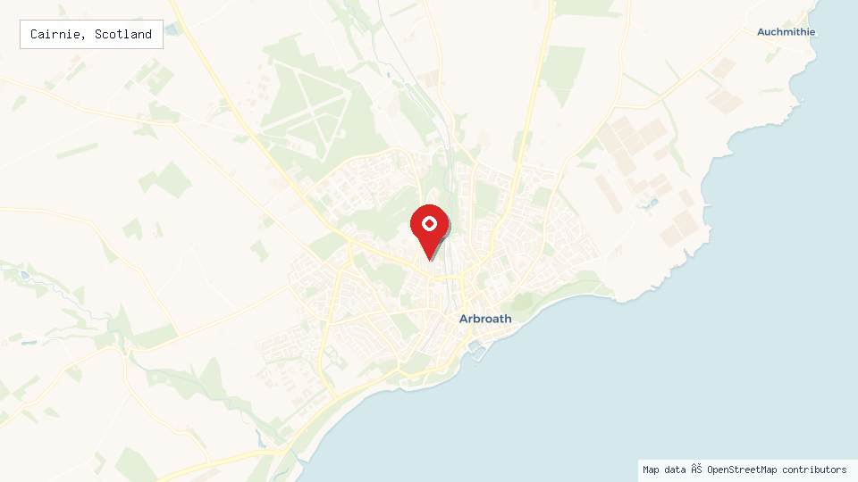 Street map of Cairnie, Scotland with location pin