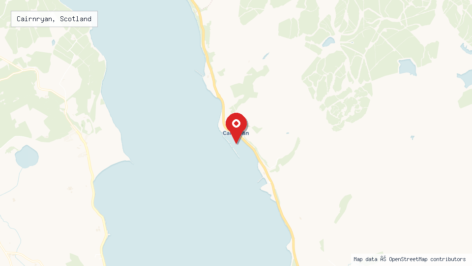 Street map of Cairnryan, Scotland with location pin
