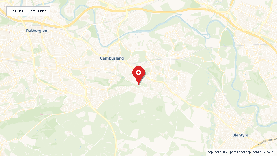 Street map of Cairns, Scotland with location pin