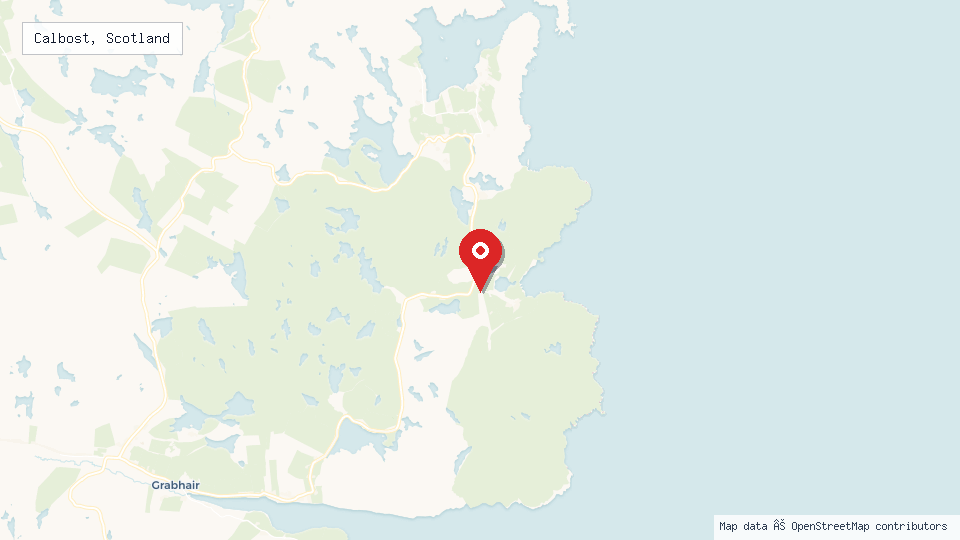 Street map of Calbost, Scotland with location pin