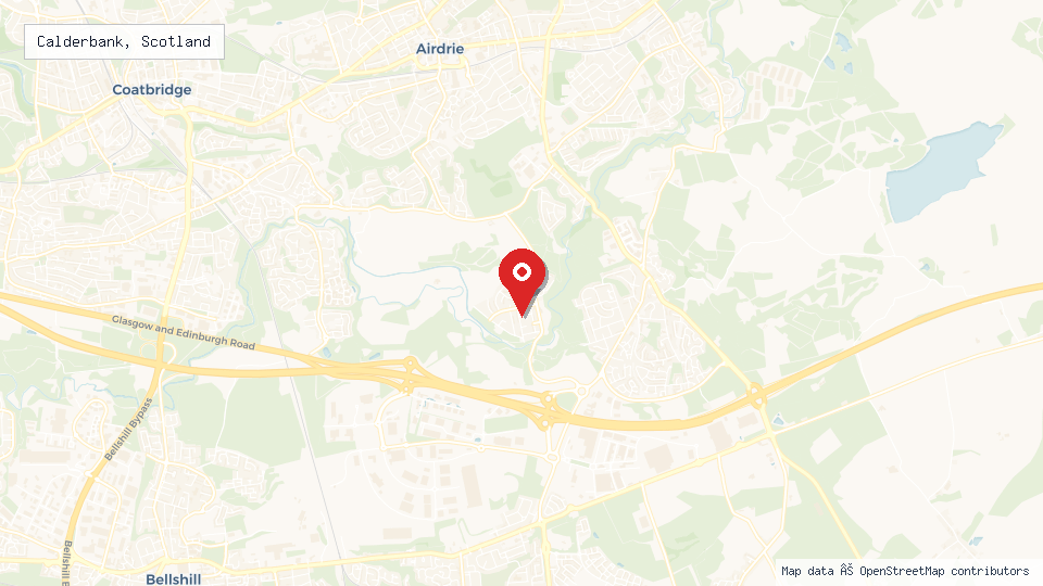 Street map of Calderbank, Scotland with location pin