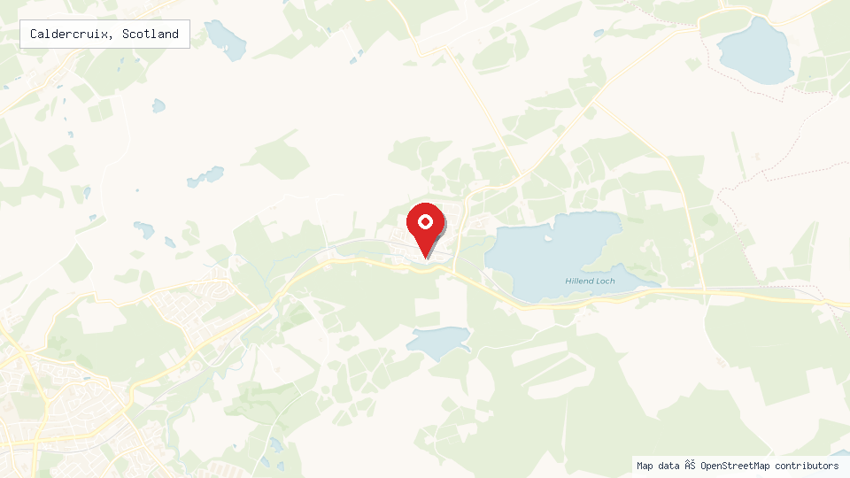 Street map of Caldercruix, Scotland with location pin
