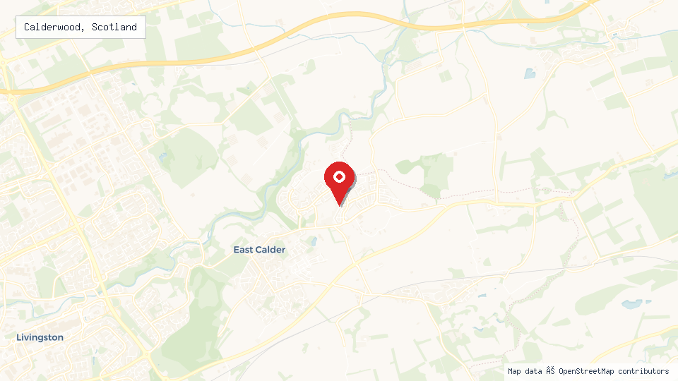 Street map of Calderwood, Scotland with location pin