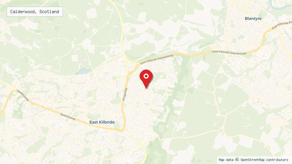 Street map of Calderwood, Scotland with location pin