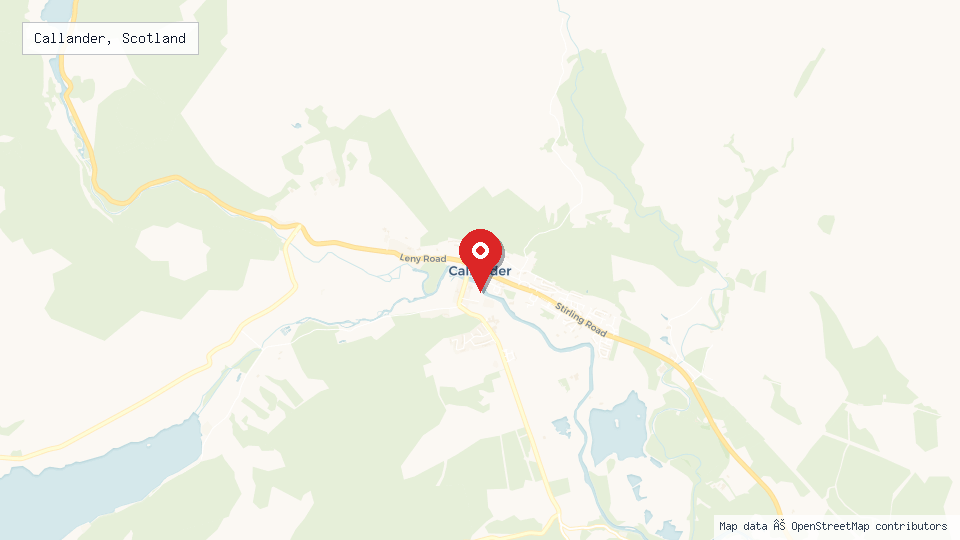 Street map of Callander, Scotland with location pin