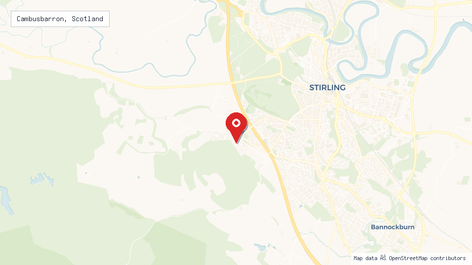 Street map of Cambusbarron, Scotland with location pin