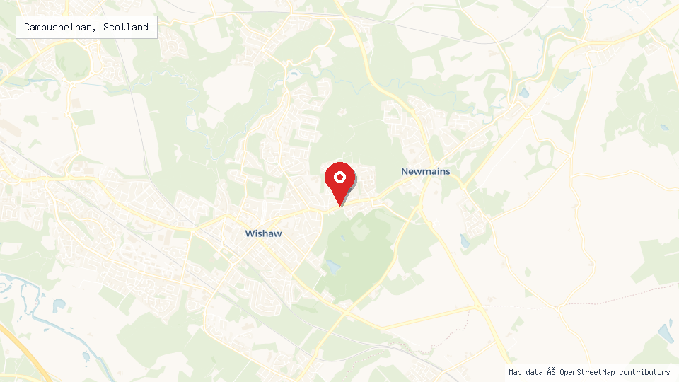 Street map of Cambusnethan, Scotland with location pin