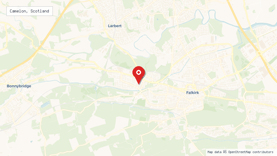 Street map of Camelon, Scotland with location pin
