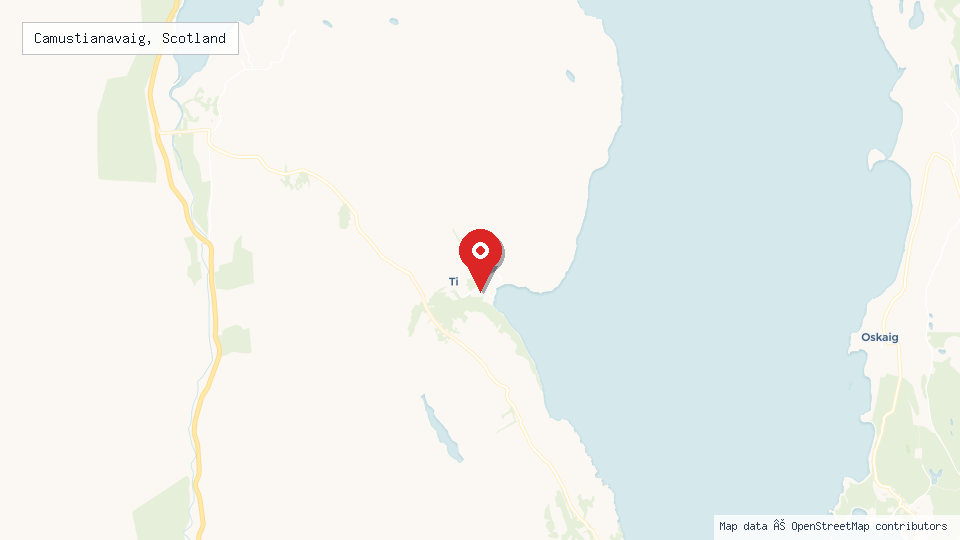 Street map of Camustianavaig, Scotland with location pin