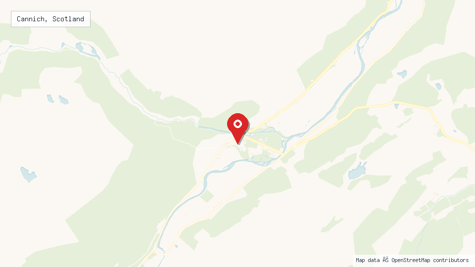 Street map of Cannich, Scotland with location pin