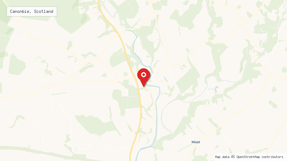Street map of Canonbie, Scotland with location pin