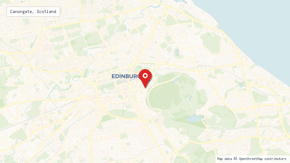 Street map of Canongate, Scotland with location pin