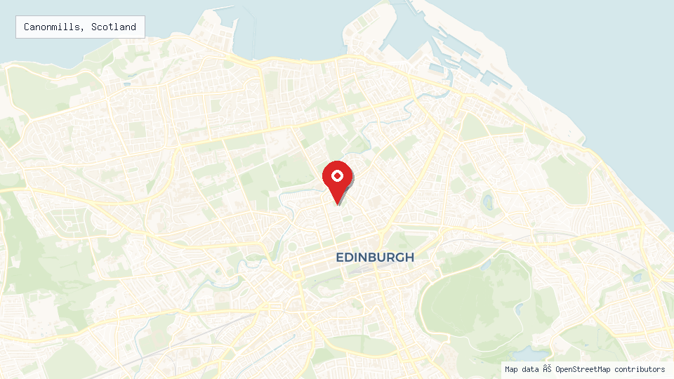 Street map of Canonmills, Scotland with location pin