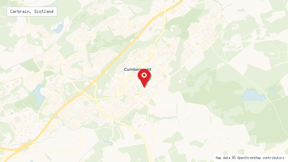 Street map of Carbrain, Scotland with location pin