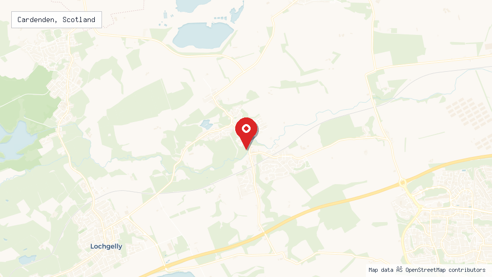 Street map of Cardenden, Scotland with location pin