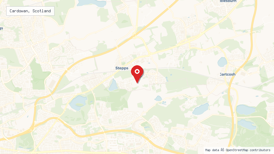Street map of Cardowan, Scotland with location pin