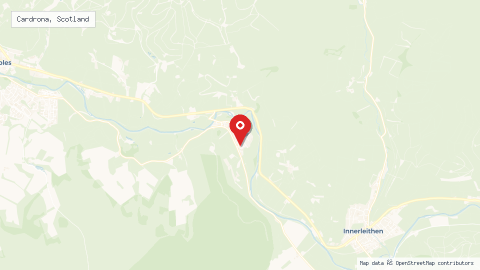 Street map of Cardrona, Scotland with location pin