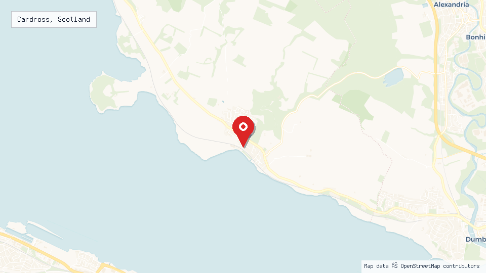 Street map of Cardross, Scotland with location pin