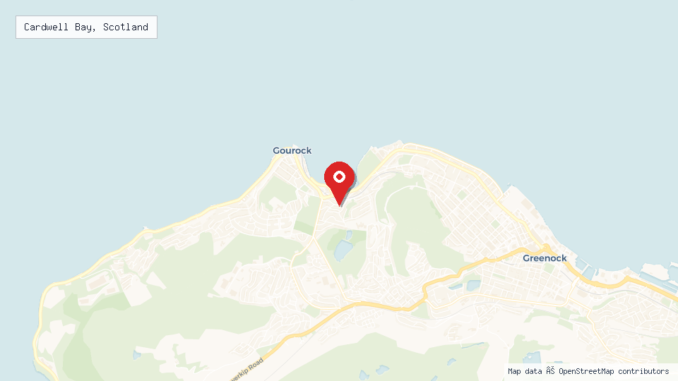 Street map of Cardwell Bay, Scotland with location pin