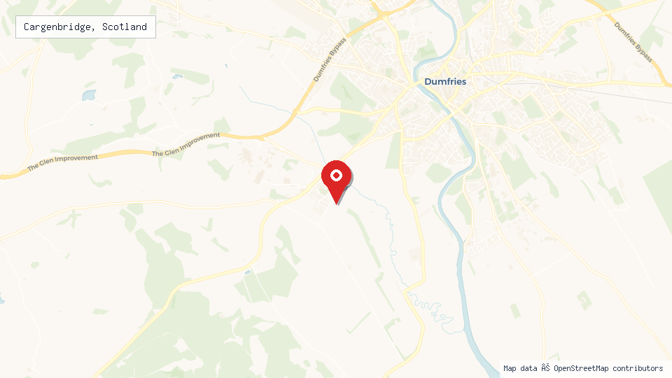 Street map of Cargenbridge, Scotland with location pin
