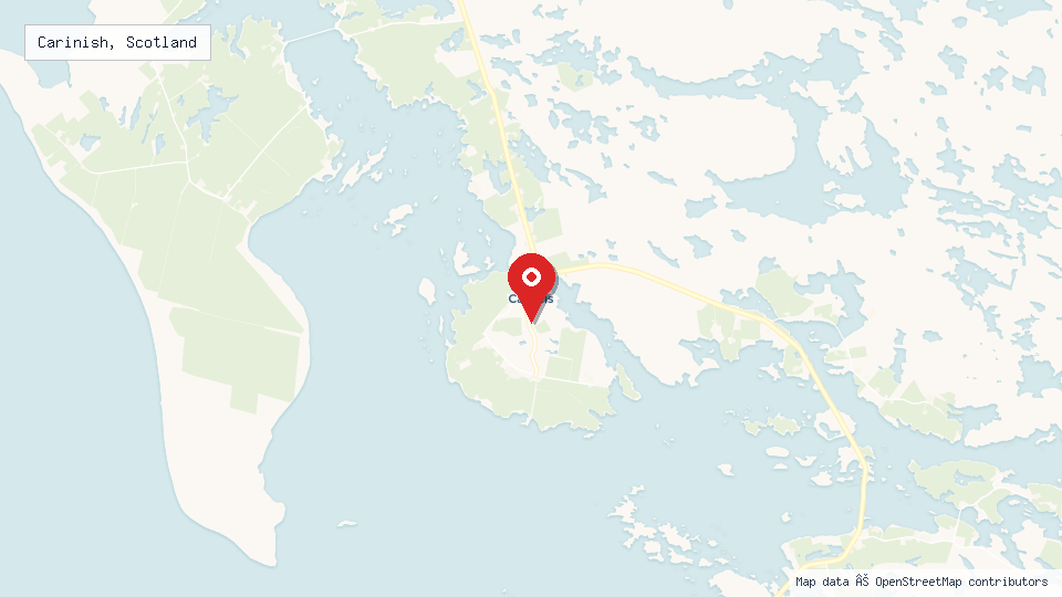 Street map of Carinish, Scotland with location pin