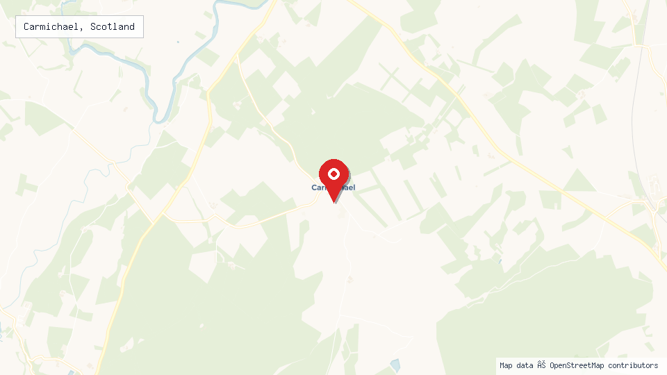 Street map of Carmichael, Scotland with location pin