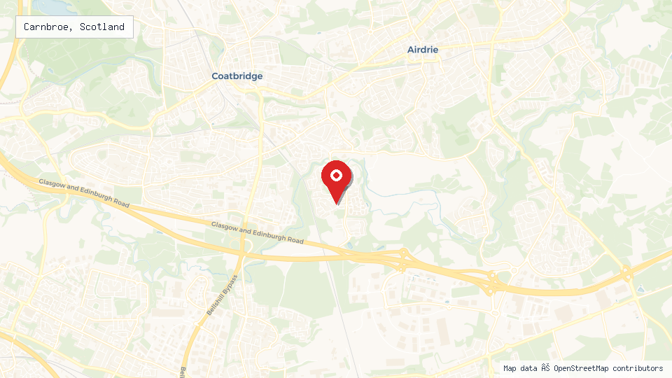 Street map of Carnbroe, Scotland with location pin