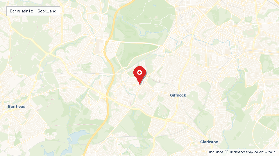 Street map of Carnwadric, Scotland with location pin