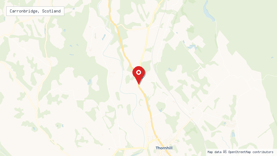 Street map of Carronbridge, Scotland with location pin