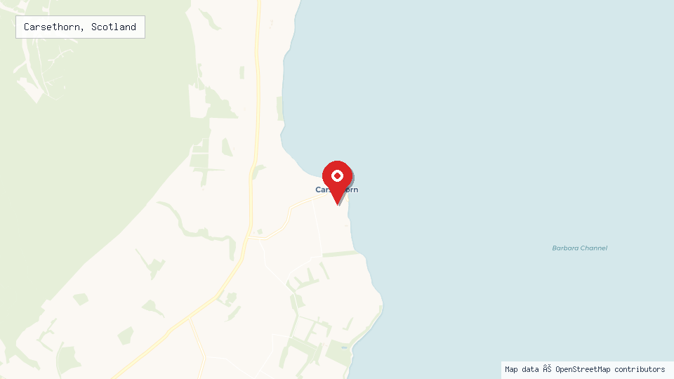 Street map of Carsethorn, Scotland with location pin