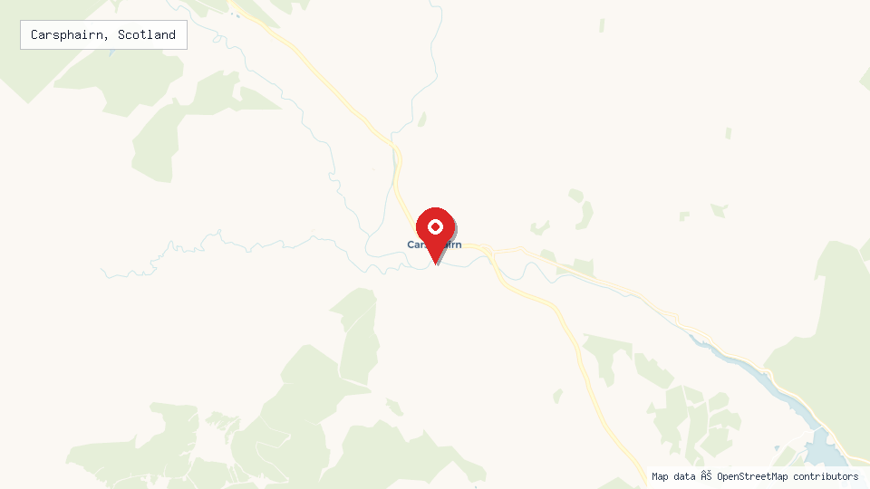 Street map of Carsphairn, Scotland with location pin