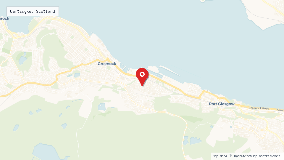 Street map of Cartsdyke, Scotland with location pin