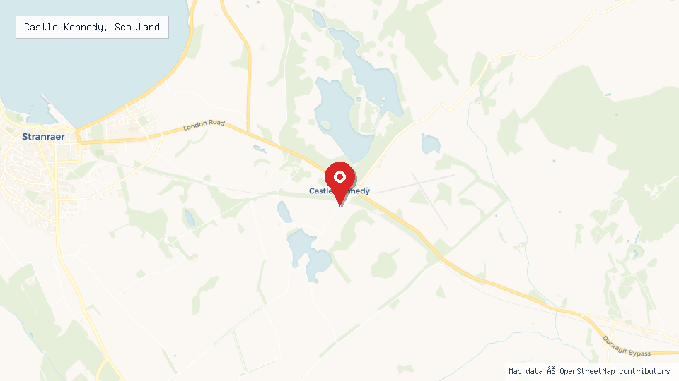 Street map of Castle Kennedy, Scotland with location pin