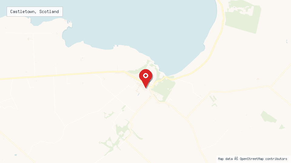 Street map of Castletown, Scotland with location pin