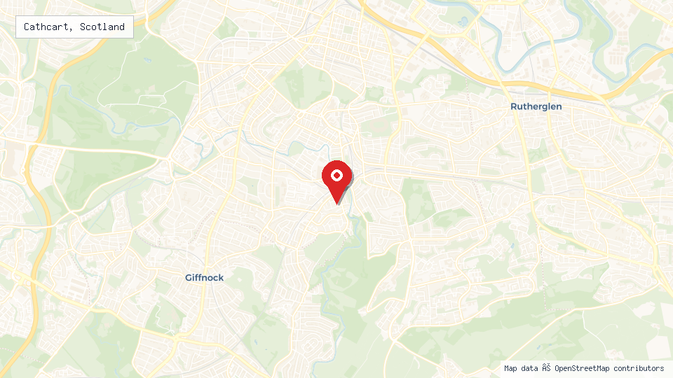 Street map of Cathcart, Scotland with location pin