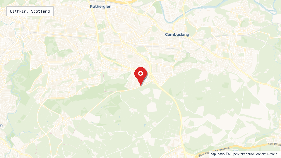 Street map of Cathkin, Scotland with location pin