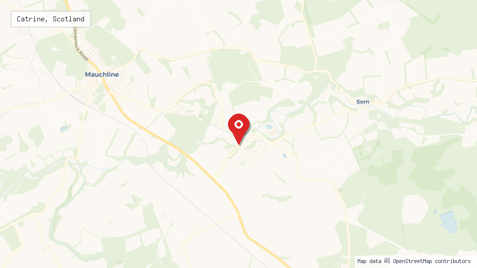 Street map of Catrine, Scotland with location pin