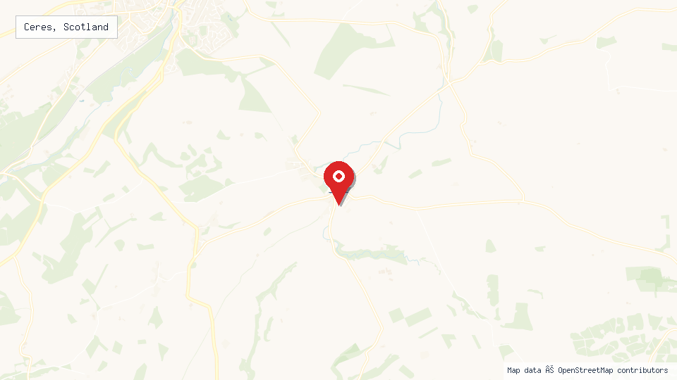 Street map of Ceres, Scotland with location pin