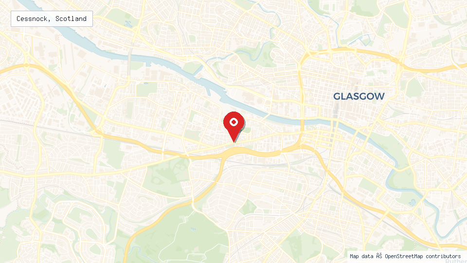 Street map of Cessnock, Scotland with location pin