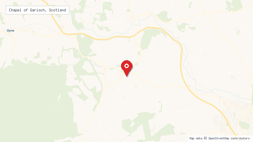 Street map of Chapel of Garioch, Scotland with location pin