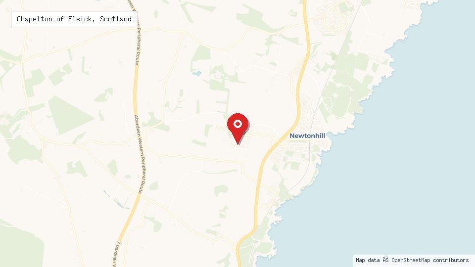 Street map of Chapelton of Elsick, Scotland with location pin