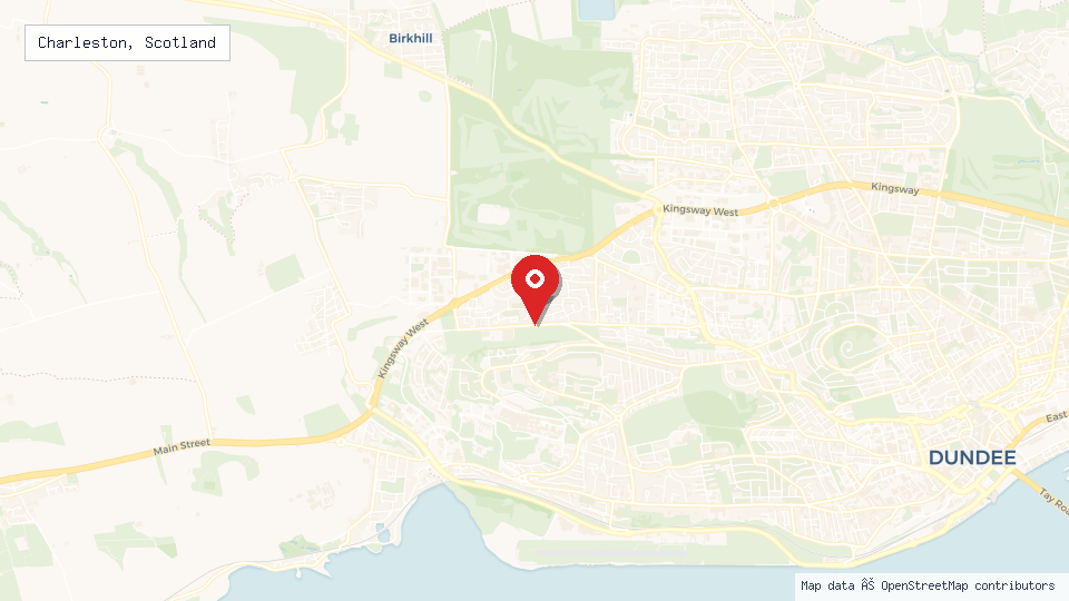 Street map of Charleston, Scotland with location pin