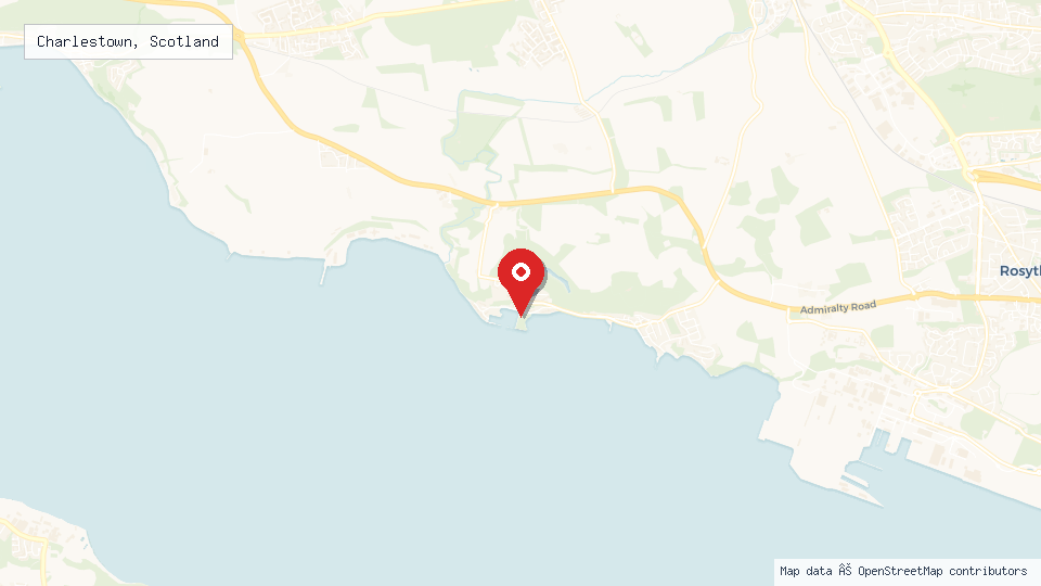 Street map of Charlestown, Scotland with location pin