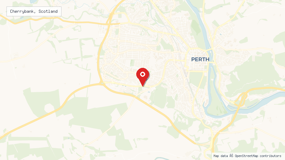 Street map of Cherrybank, Scotland with location pin