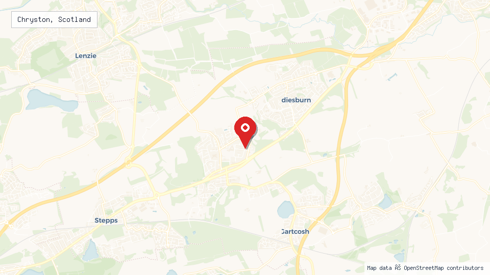 Street map of Chryston, Scotland with location pin